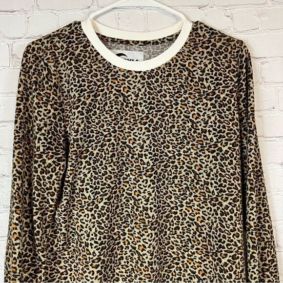 ZYIA Active Sweatshirt Women’s Small Cheetah Leopard Print Top Contrasting Trim - Picture 5 of 10